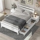 preview thumbnail 17 of 62, Platform Bed with Headboard and Storage Drawers & 2 Bedside Tables, Bedroom Wood Bed Frame for Kids Teens Girls Boys White - Full