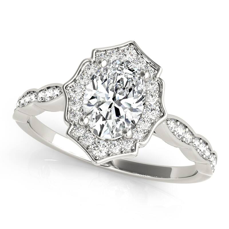 Auriya 14k White Gold Lab Grown Oval Diamond Halo Engagement Ring 0.50 to 5.00 ct. tw. (F-G VS) - 1.75 ct. center - 7