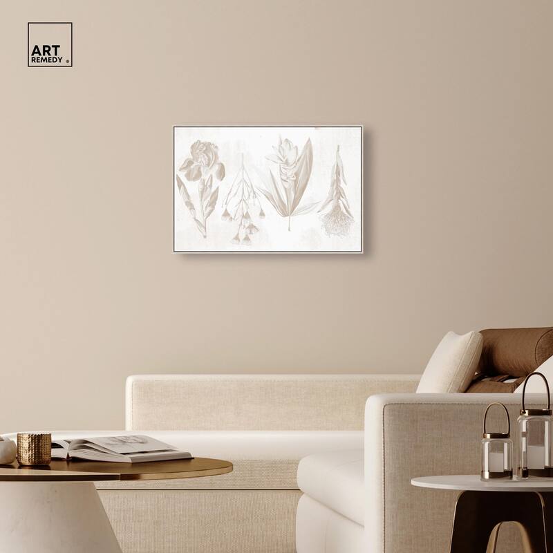 White Pressed Flora Canvas by Art Remedy