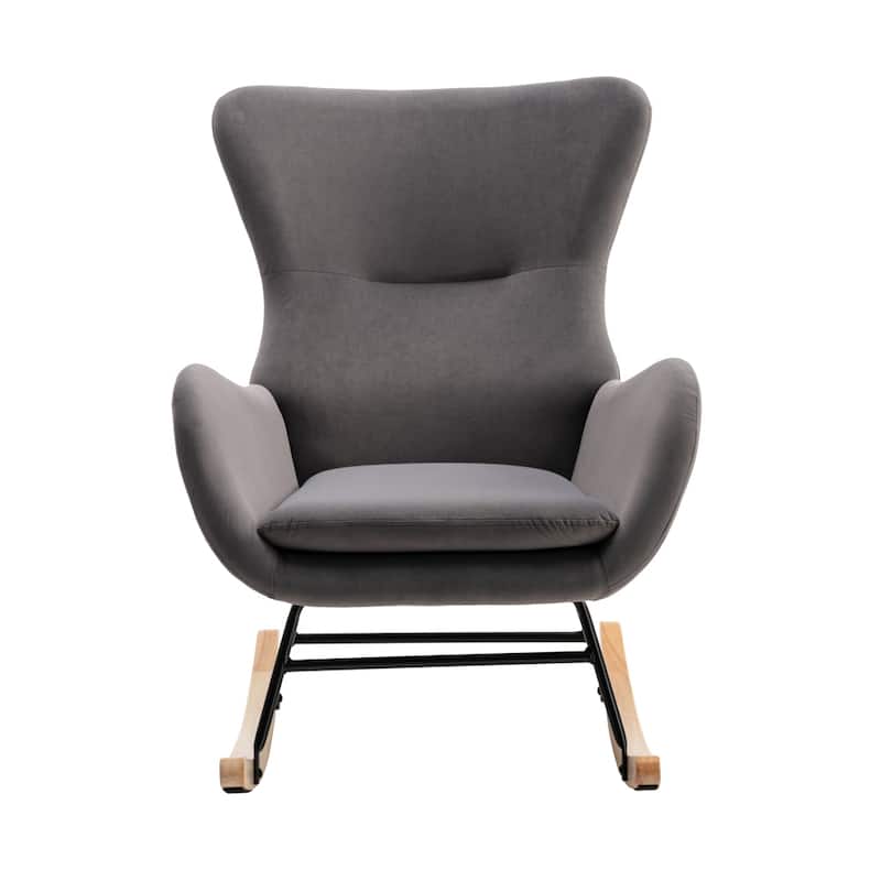 Velvet Fabric Padded Seat Rocking Chair