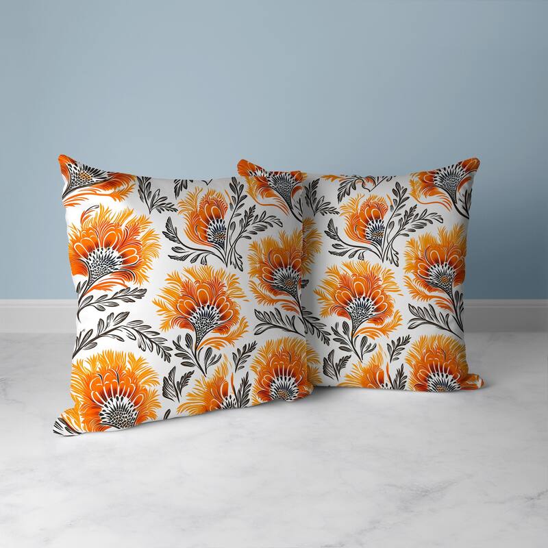 Whimsical Wilds Faux Suede Reversible Throw Pillow White and Orange