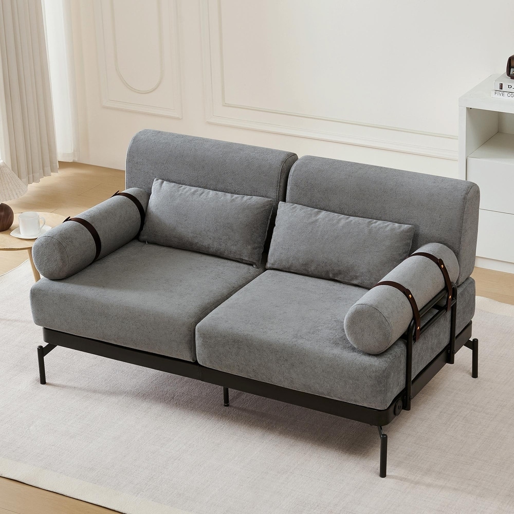 Modern Loveseat Sofa 59" Sofa Couch 2-Seater with Flexible USB Ports and Unique Cylindrical Armrests
