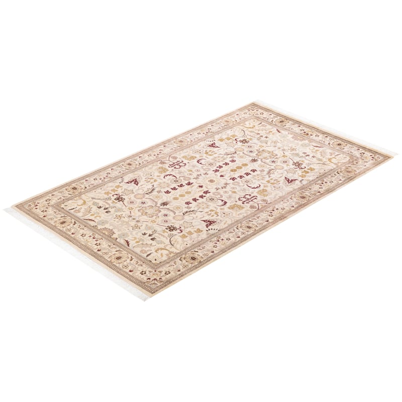 Overton Hand Knotted Wool Vintage Inspired Traditional Mogul Ivory Area Rug - 3 x 5