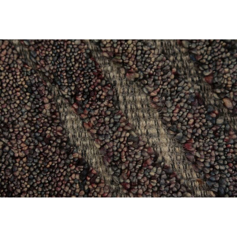 Striped Moroccan Indian Area Rug Hand-Knotted Wool Carpet - 5'1" x 8'1"