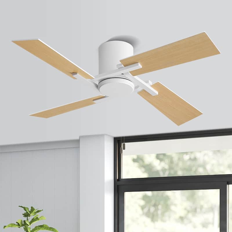 48Inch 4 Two-color Fan Blades Dc Motor Indoor Ceiling Fan With Remote - White - 48"