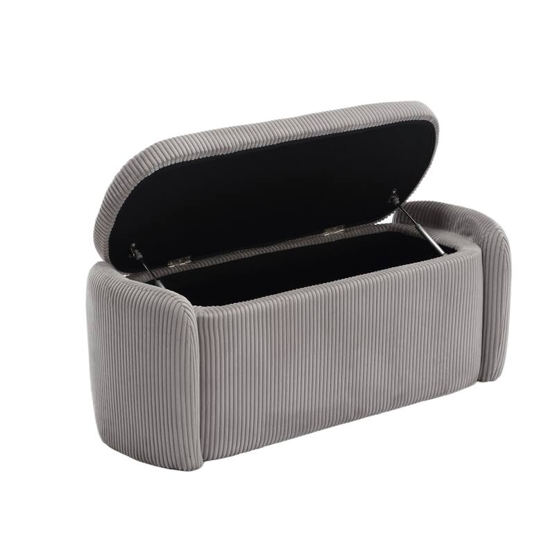 Entryway Upholstered Fabric Storage Ottoman