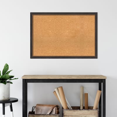Ashton Black Wood Framed Natural Corkboard Bulletin Board, Organization Board, Pin Board