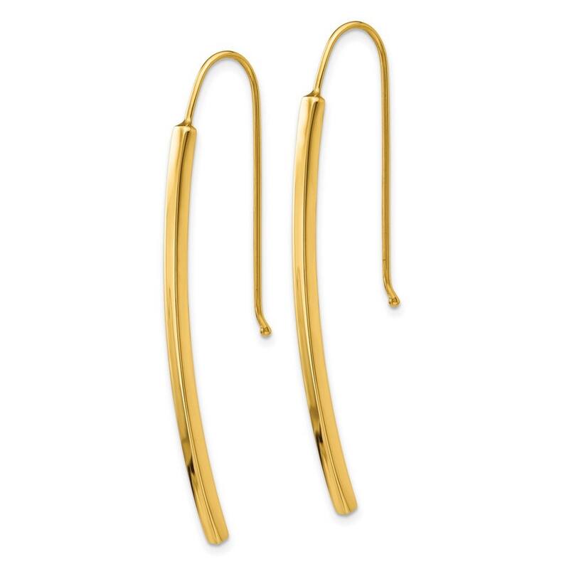 Curata 14k Yellow or White Gold Polished Curved Bar Dangle Hook Earrings 48x1.5mm