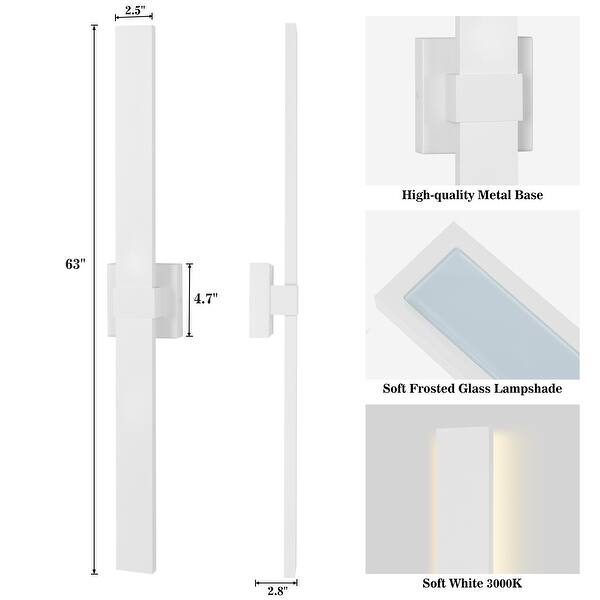 dimension image slide 6 of 13, Aluminum LED Outdoor Wall Sconce Black Exterior Wall Light (1 / 2Pack)