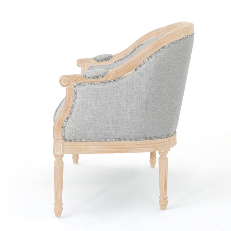 Light Gray Loveseat Sofa Couch Accent Sofa Couch with Scrolled Armrests