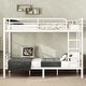 preview thumbnail 12 of 27, White Metal Bunk Bed Frame for Teens and Adults with Metal Slats