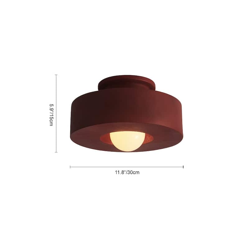 Shaker Resin Round Drum Single Semi Flush Mount Ceiling Light