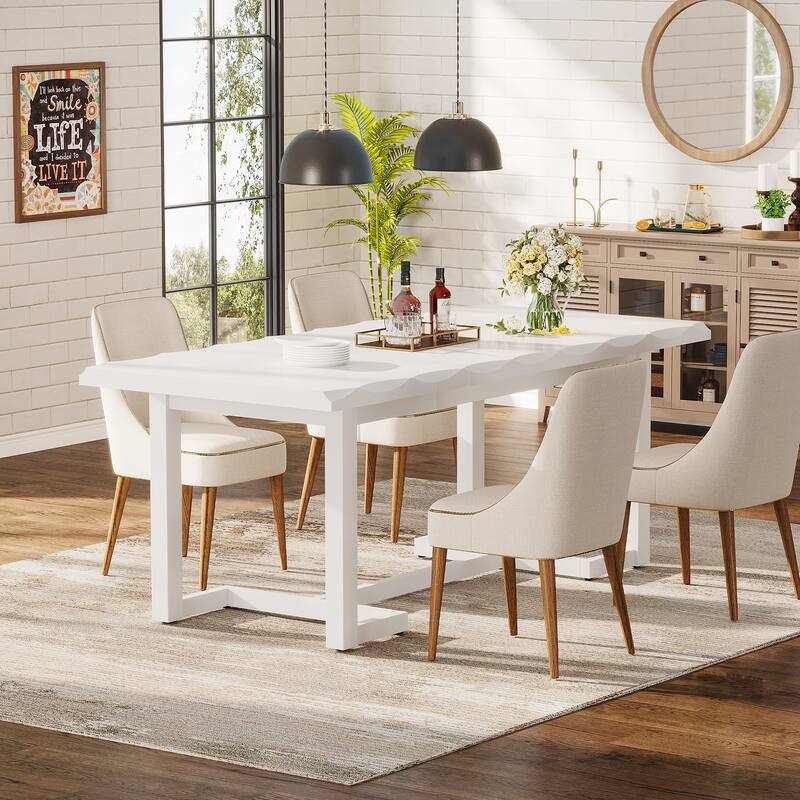 62-inch Rectangular Wood Dining Table for Kitchen Restaurant