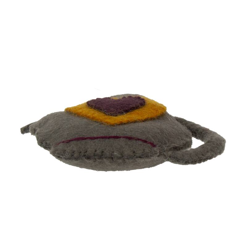 Handmade Felt Coffee Pot & Coffee Mug Ornament Set, Stone Grey