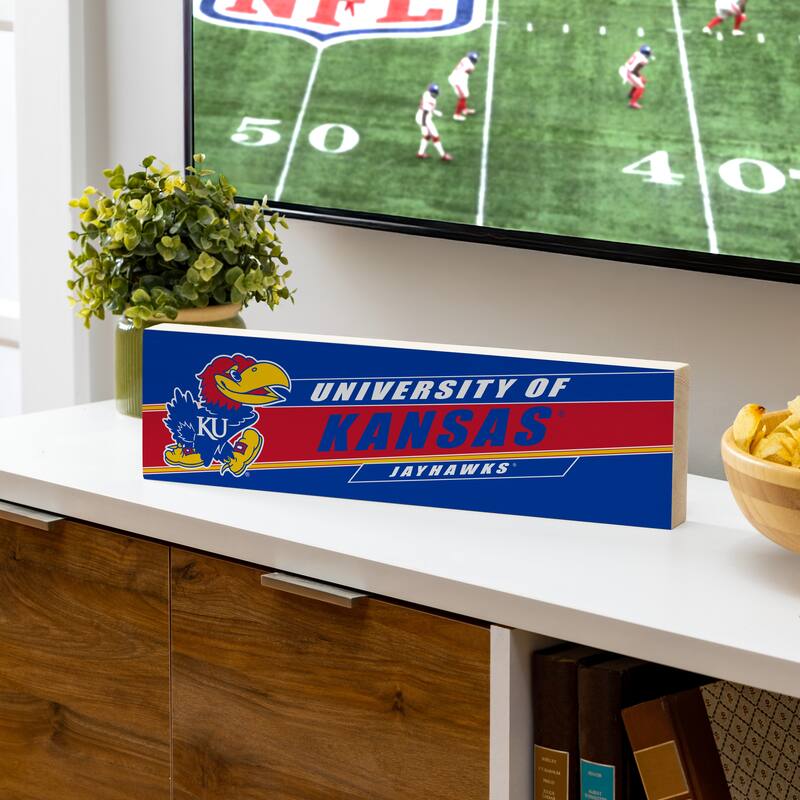 University of Kansas Wooden Tabletop Mantel Shelf Sign - 5" x 18"