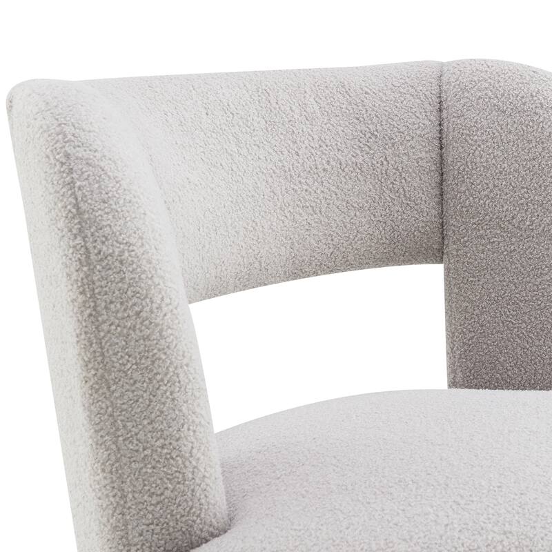 Teddy Fabric Swivel Barrel Chair, Small Upholstered Single Sofa Chair, Round Accent Chair with Curved Backrest