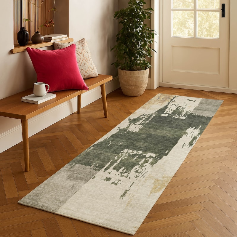 Machine Washable Indoor/ Outdoor Contemporary Fusion Chantille Rug