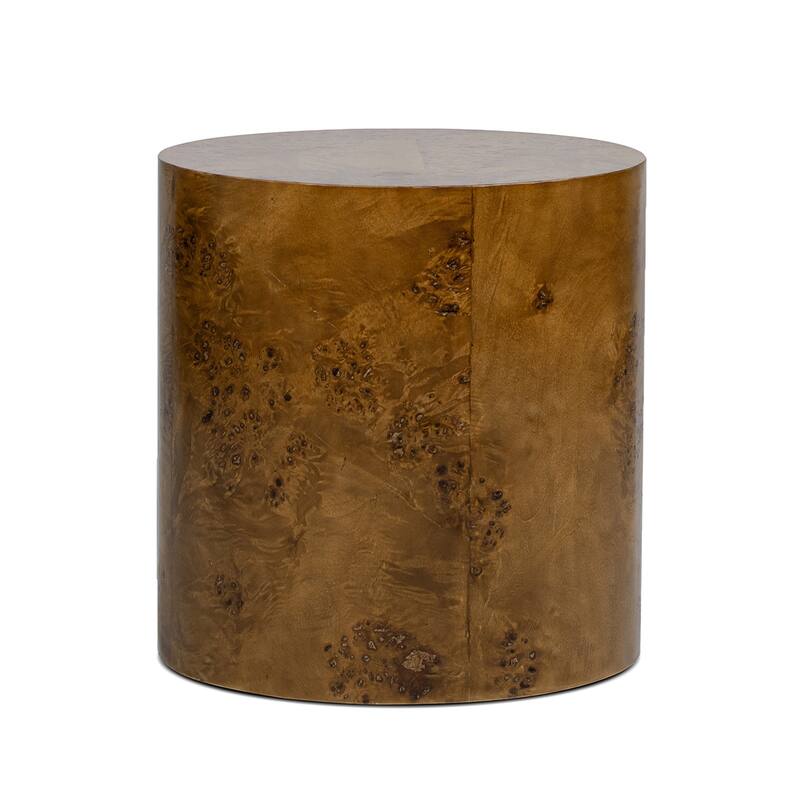Nebula 20" Burl Wood Accent Oval Pillar Side Table