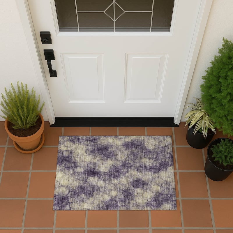 Machine Washable Indoor/ Outdoor Modern Aby Chantille Rug - Plum - 1'8" x 2'6"