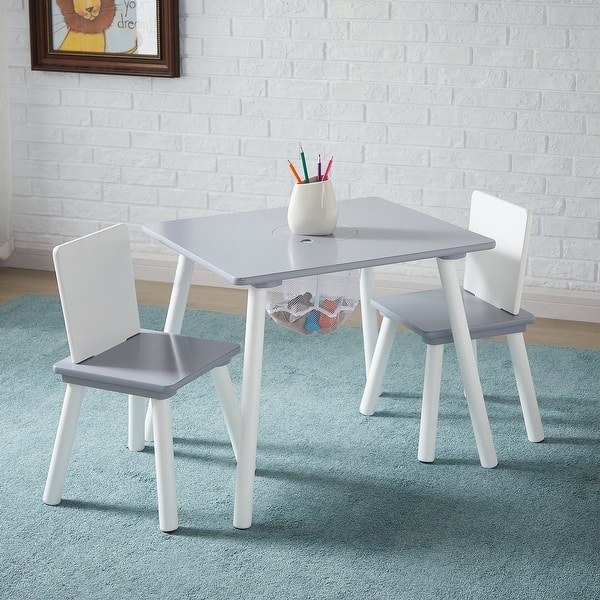 slide 2 of 11, VECELO Kids Wood Table and Chair Set (2 Chairs Included) White