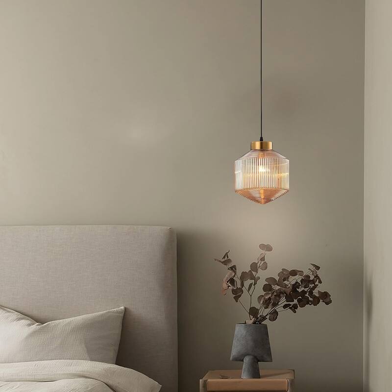 Adjustable size bar light amber hanging lamp glass pendant lights