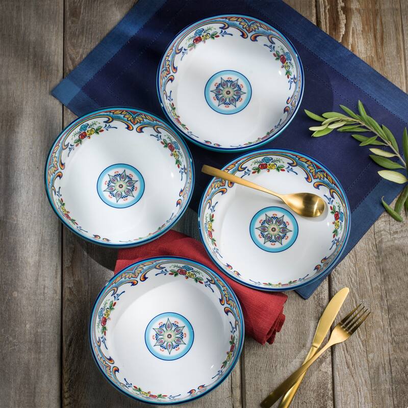 Euro Ceramica Zanzibar 4 Piece.8.5" Pasta Bowl Set - 40 oz
