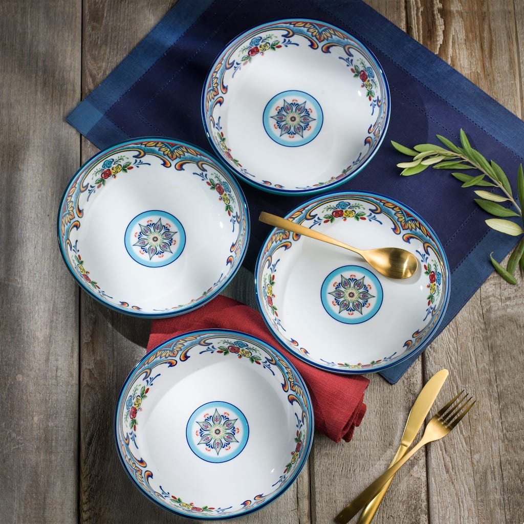 Euro Ceramica Zanzibar 4 Piece.8.5" Pasta Bowl Set - 40 oz