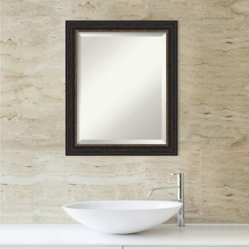Beveled Bathroom Wall Mirror - Accent Bronze Narrow Frame