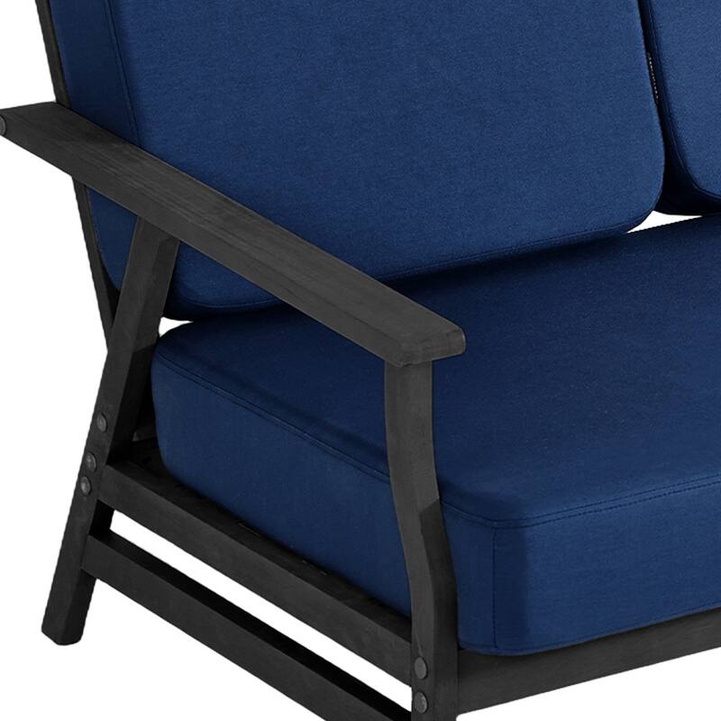 Casual Wood Cushioned 5-Piece Outdoor Patio Conversation Set