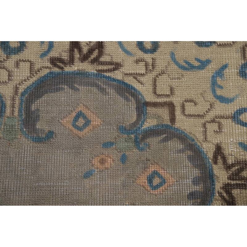 Hand Knotted Oriental 100% Wool Carpet Traditional Floral Greys & Charcoal Tabriz Area Rug - 12' 6'' X 9' 4''