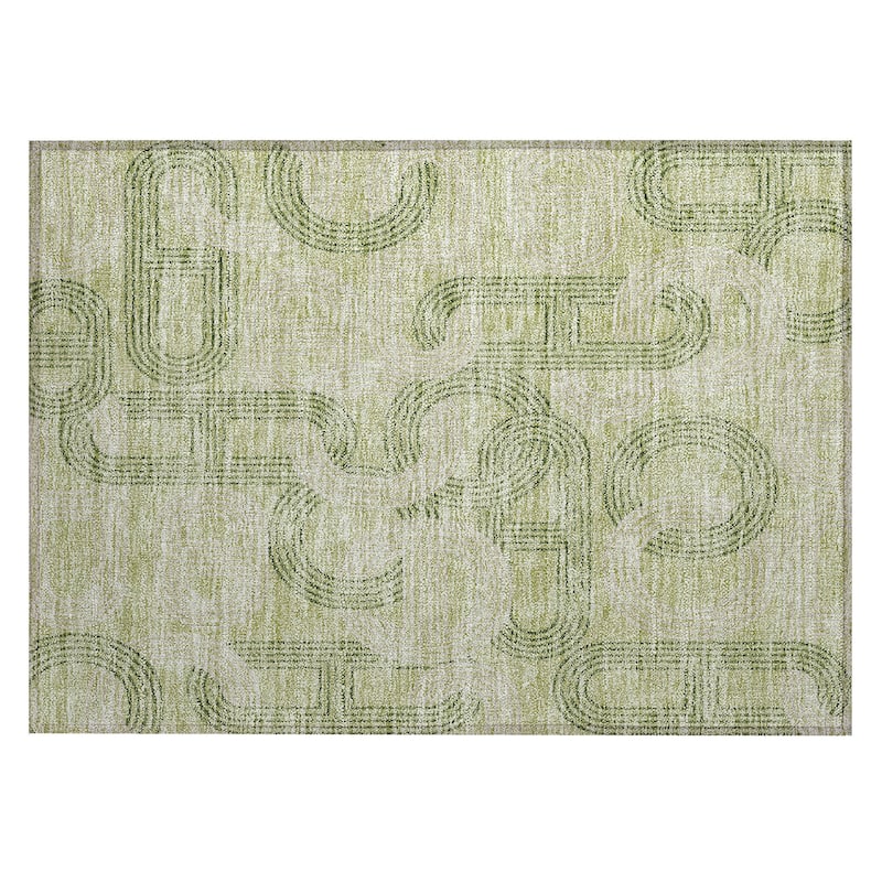 Machine Washable Indoor/ Outdoor Contemporary Geo Chantille Rug