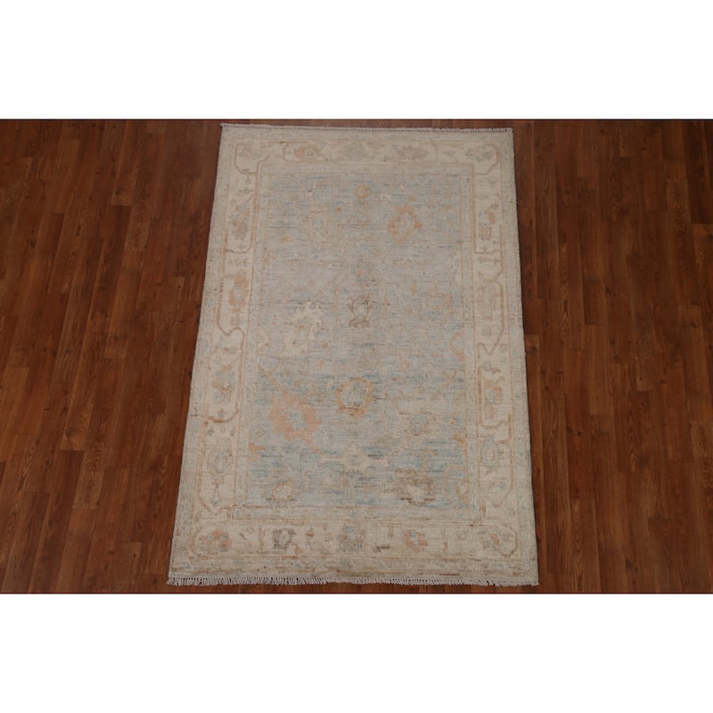 Hand-knotted Oushak Turkish Rug Oriental Floral Wool Carpet - 3'11"x 5'10"