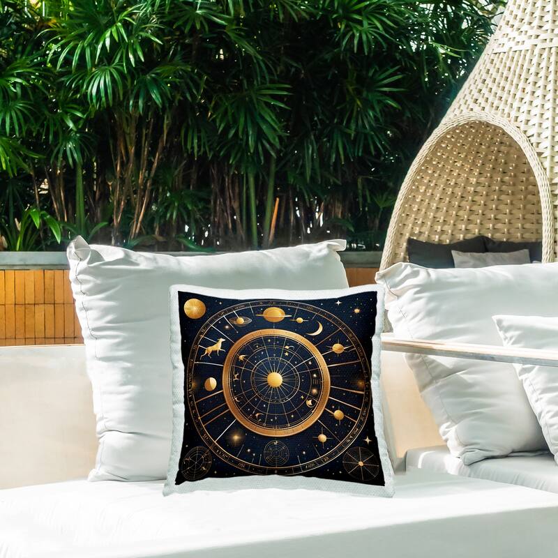 Stupell Astrology Zodiac Birth Chart Printed Outdoor Throw Pillow Design by Tabz Jones