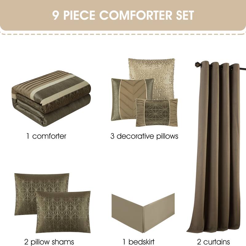 Nanshing Bryan 9 Piece Geometric Comforter Set