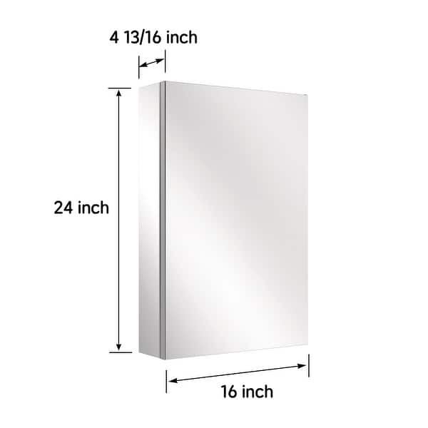 24"H x 16"W Medicine Cabinet Recessed Wall Mounted Bathroom Storage with Explosion Proof Glass Mirror