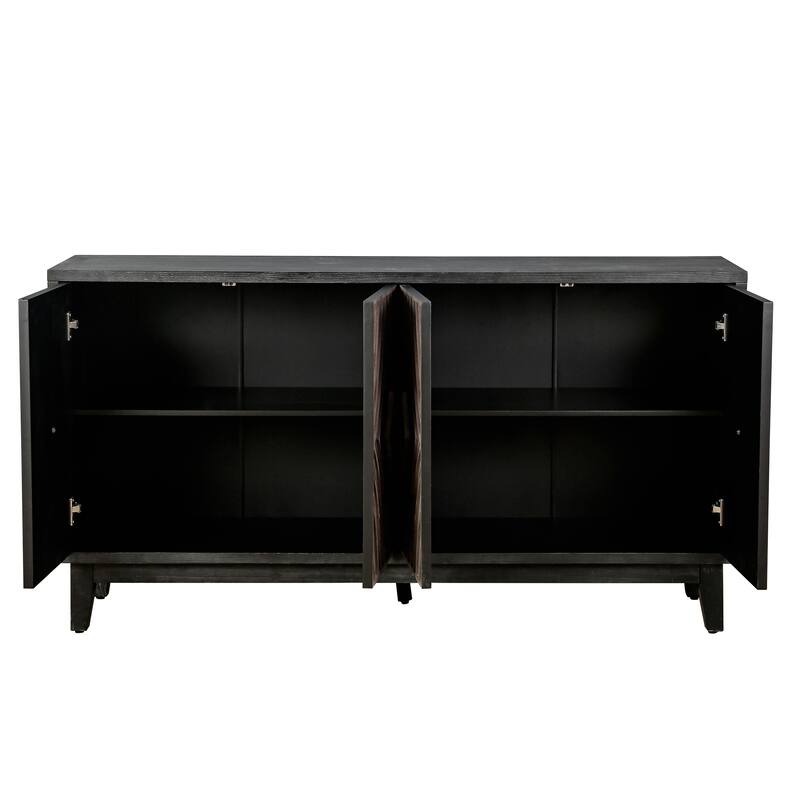 GDFStudio - Masonry Line Mid-Century Antique Sideboard Buffet Cabinet with Solid Wood Legs and Adjustable Shelves