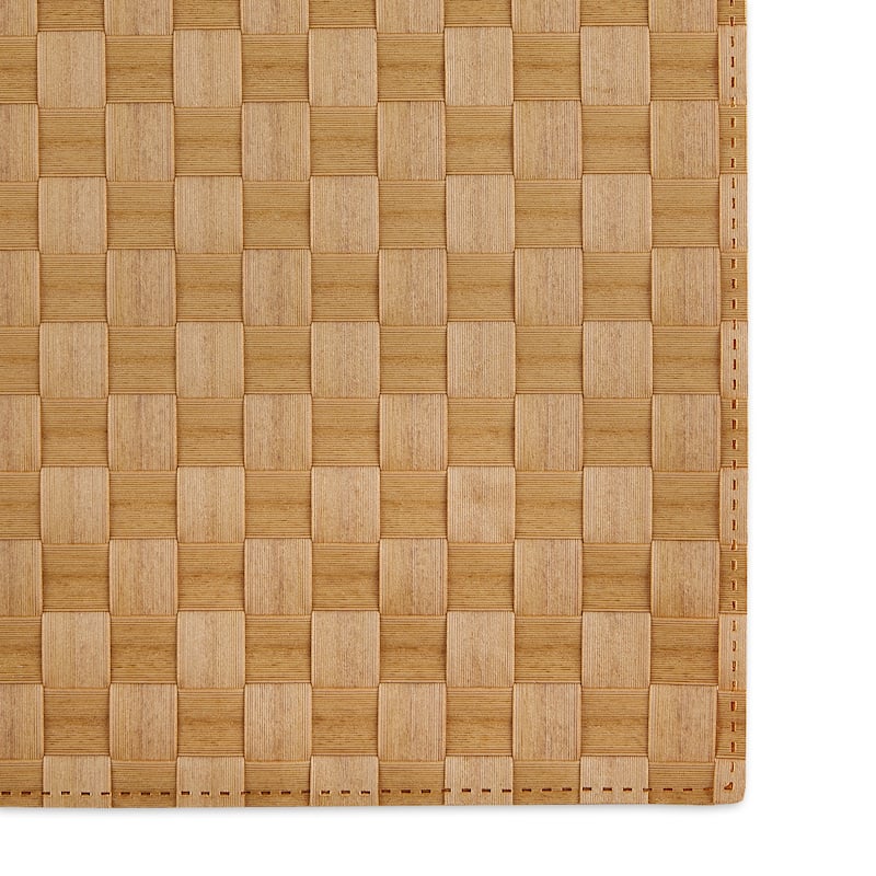 Leather Brown Basketweave Rectangle Woven Placemat (Set of 4)