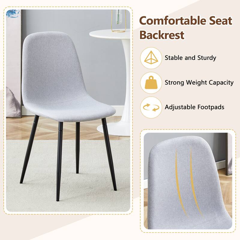 9-Piece Modern Dining Table Set, 71x35.4 Inch Wood Grain Table & 8 Linen-Cotton Dining Chairs