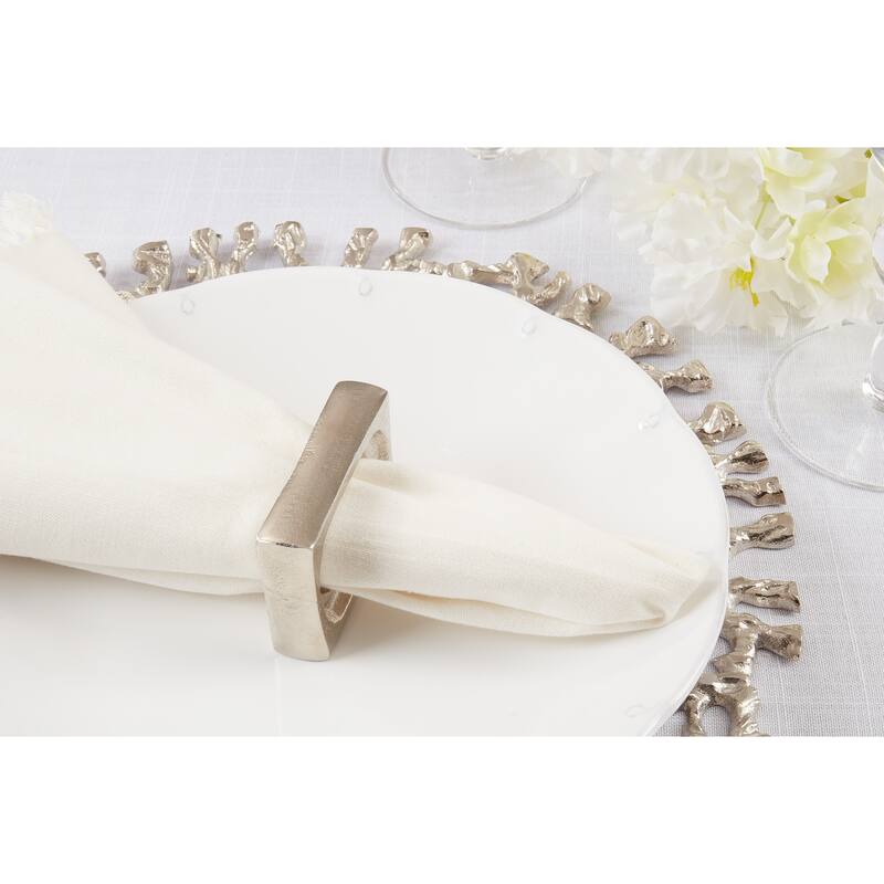 Rectangle Design Napkin Rings (Set of 4)