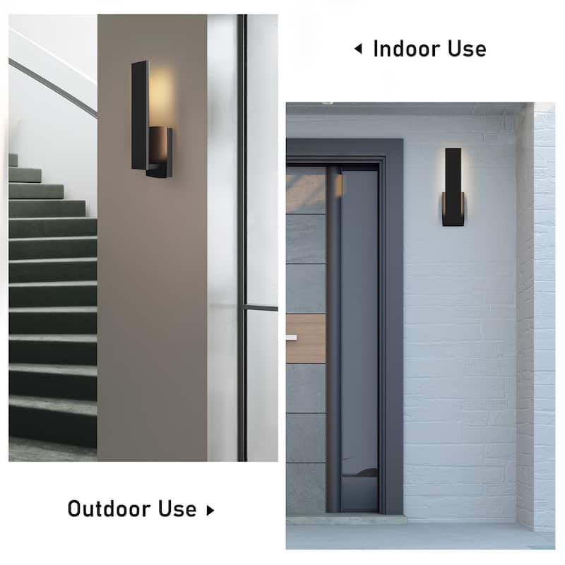 Modern LED Black/Bronze Aluminum Outdoor Wall Sconce(Set of 2)