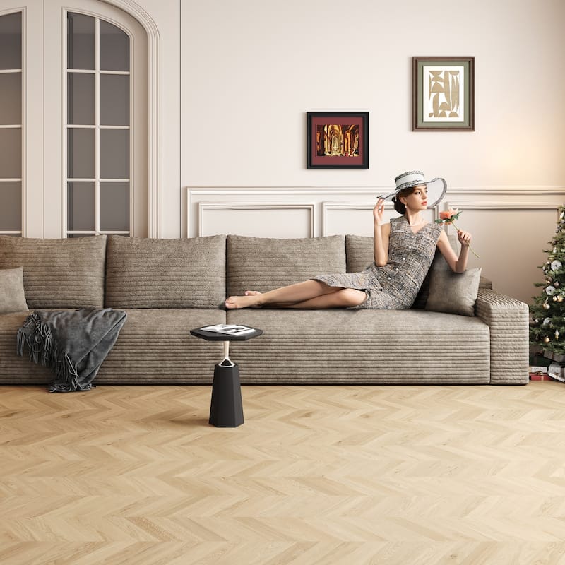 140-in Casual Camel 4 -seater Reclining Sectional - 8' x 10'