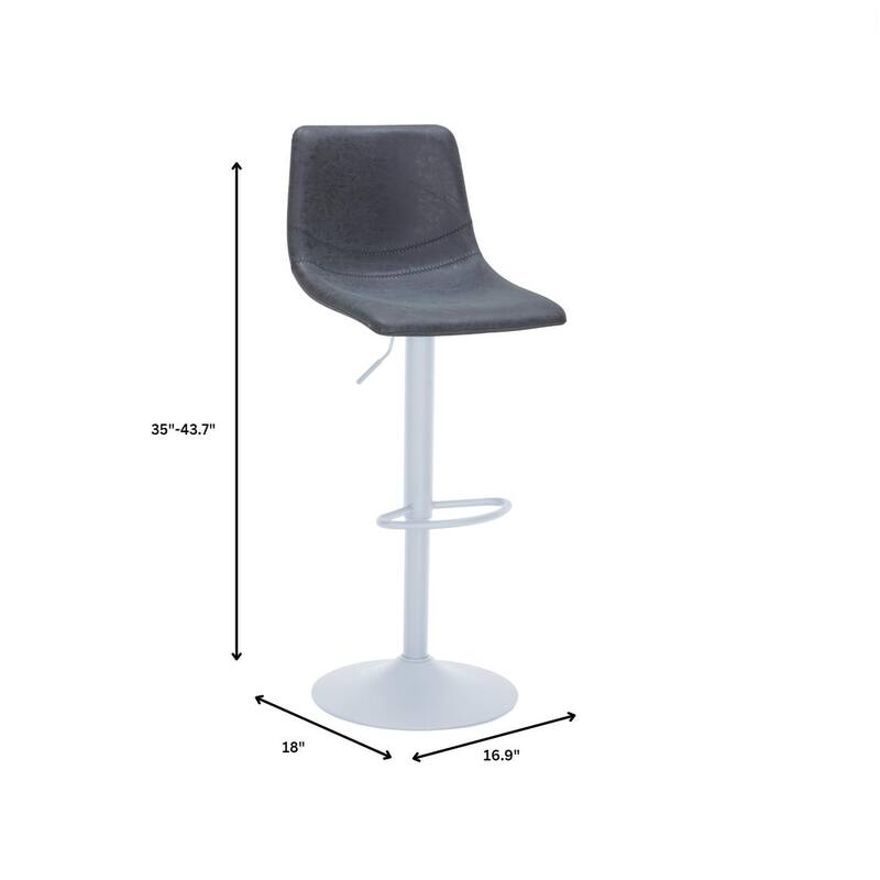 Adjustable Height Bar Stool in Leather Upholstery With White Iron Base Tilbury Collection