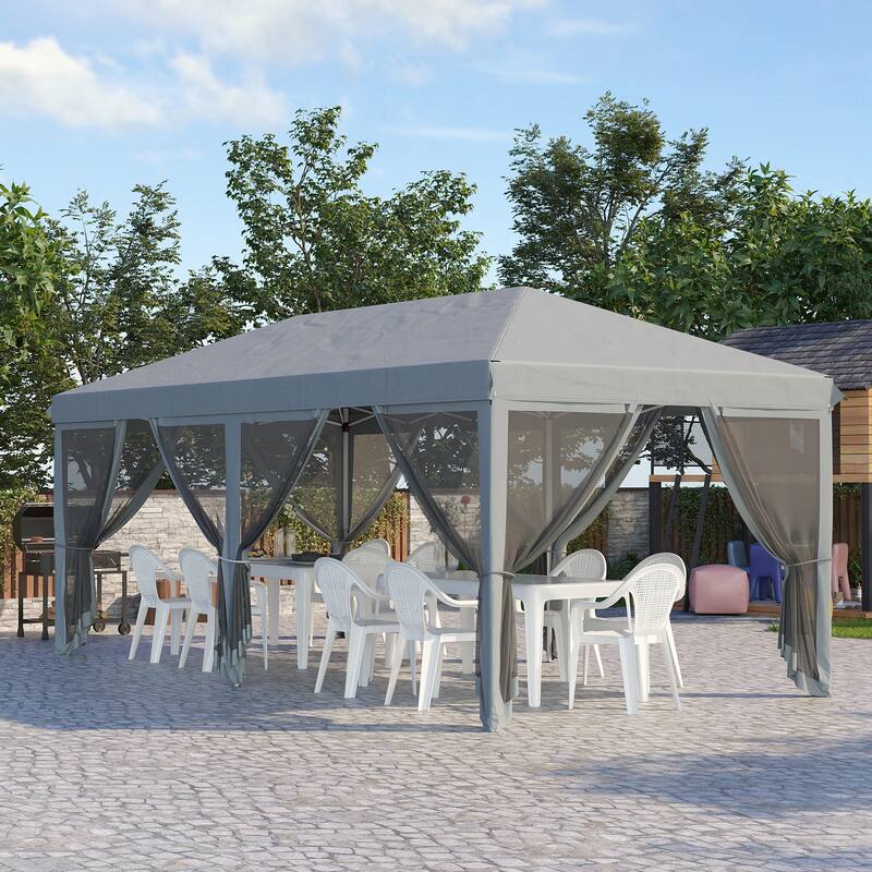 10'x20' Pop Up Canopy Tent with Netting, Heavy Duty Instant Sun Shelter for Outdoor Parties, Garden, Patio