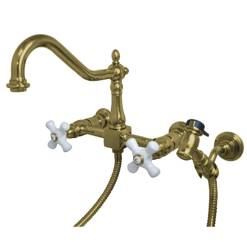 Kingston Brass Heritage 1.8 GPM Wall Mounted Widespread Bridge Kitchen
