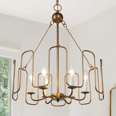 Luray Mid-century Modern Chandelier French Country 6-light Drum Pendant for Living/ Dining Room - D21'' x H83.5''