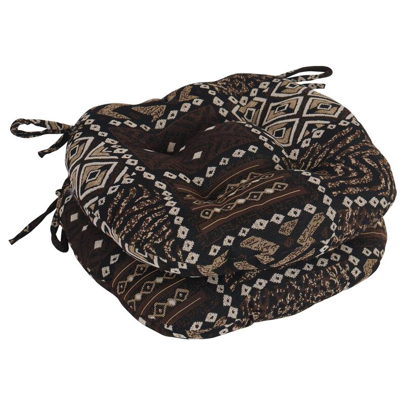 16-Inch Round Woven Tapestry Tufted Chair Cushions (Set of 2 or 4) - 16 x 16 - Congo - Set of 2