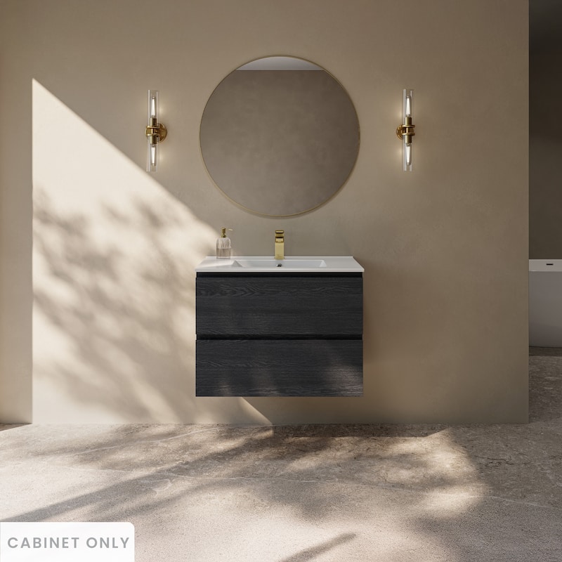 Liberte 30" Wall-Mounted Bathroom Vanity Cabinet Without Top In Black Oak - 30
