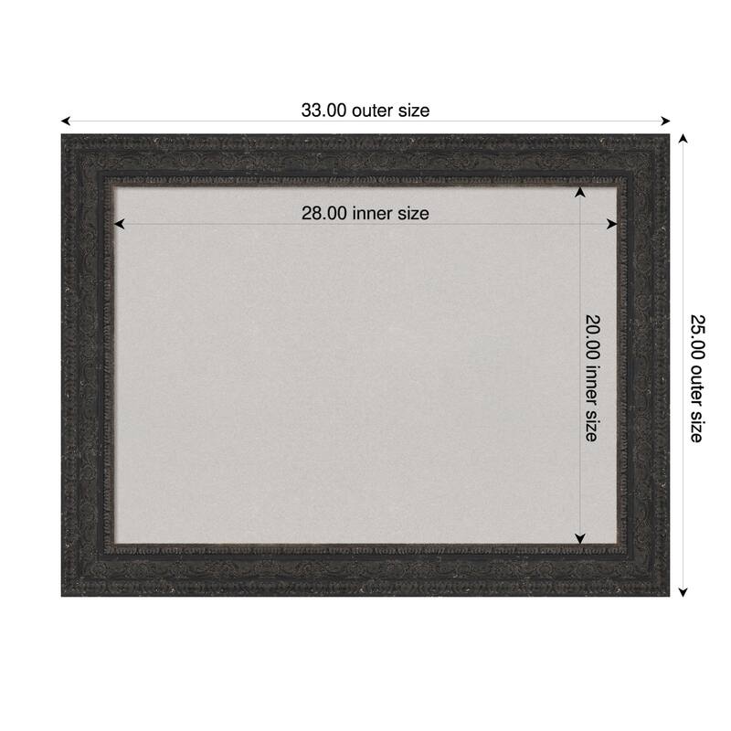 Attic Aged Black Wood Framed Cork Board - Bulletin Board, Organization Board, Pin Board - Grey - 33 x 25 in