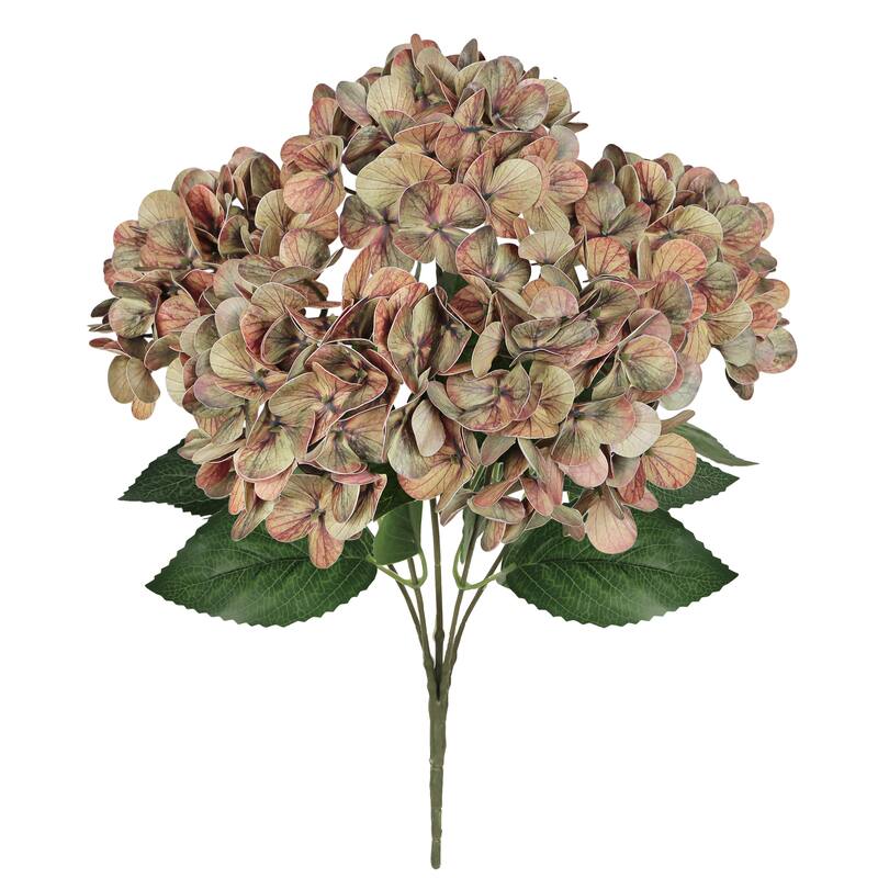 Set of 2 Natural Touch Dusty Cafe Artificial Hydrangea Flower Stem Bush Bouquet 18in - 18" L x 11" W x 11" DP