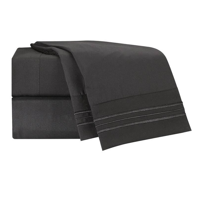Clara Clark Premium 1800 Series Ultra-soft Deep Pocket Bed Sheet Set - Twin - Black